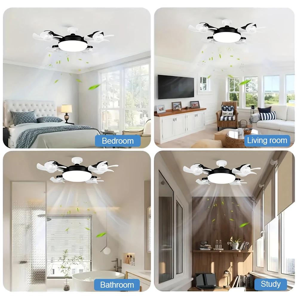 Hanging Drone Fan Light E26 E27 Socket Fan with LED Light Remote Control Dimming Silent Drone Shape Ceiling Fan Lamp for Bedroom