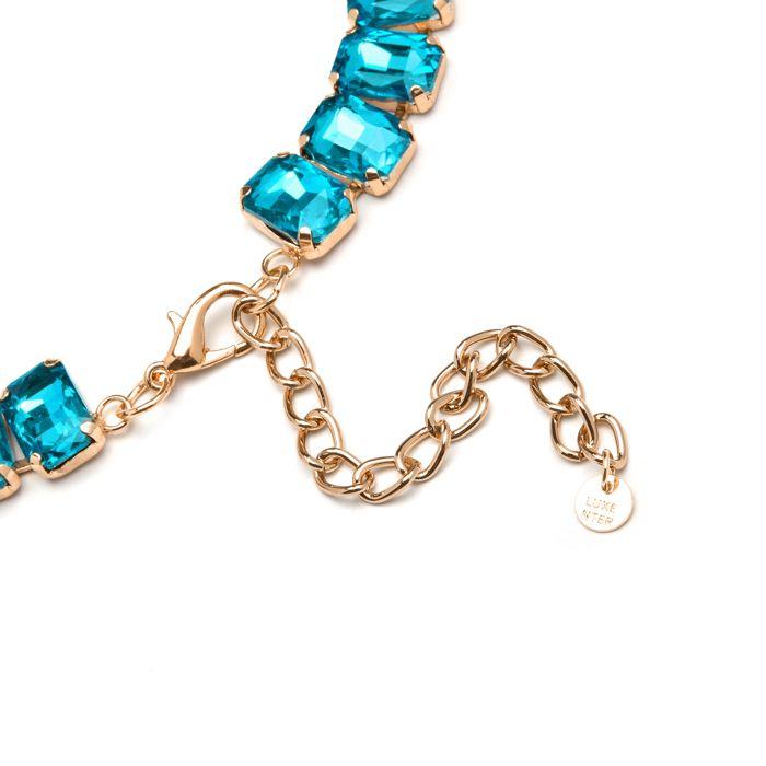 Collier - Luxenter - Ankek - Cristal bleu - Or jaune 18 carats - 44 cm + 10 cm de rallonge