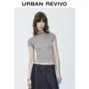 UR Women's Slim-Fit Short-Sleeve Stand Collar Knit Top
