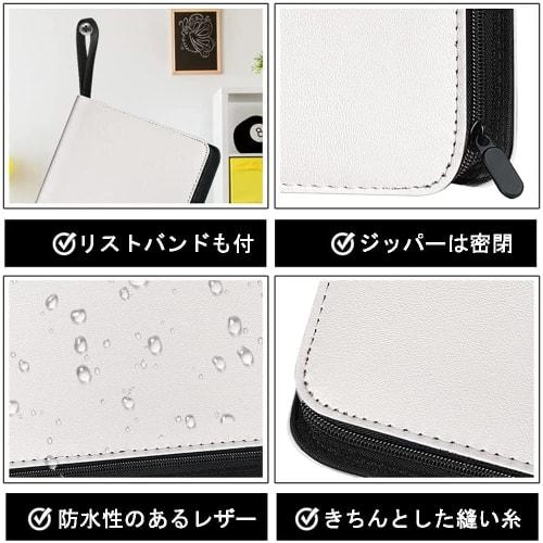EASYLEE Card File, White, Card Binder, Sticker File, Card Sheet, 4 Pockets, 50 Pages, Holds 400 Cards, Waterproof PU Leather Cover, Portable Zipper, T