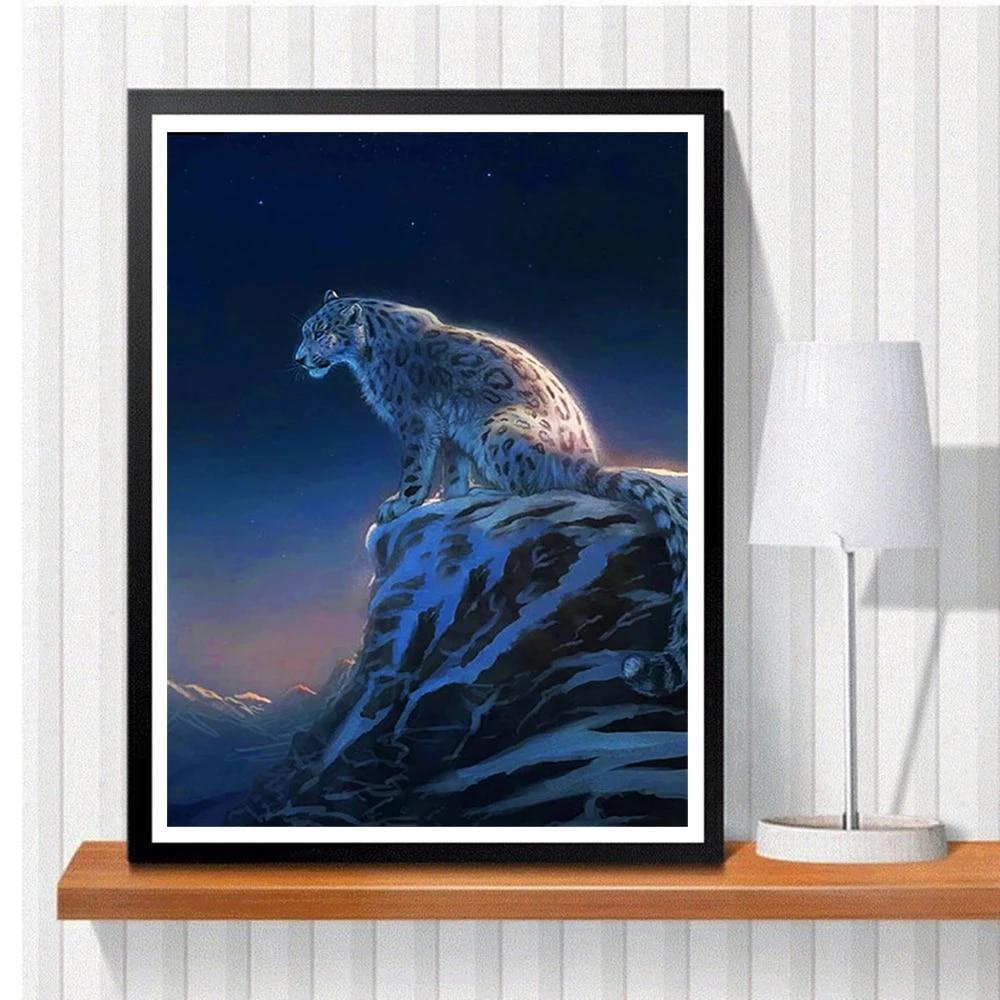 Full Square Drill Diamond Painting Leopard Handmade Gift Diamond Embroidery Animal Mosaic Rhinestone Kit Home Decor