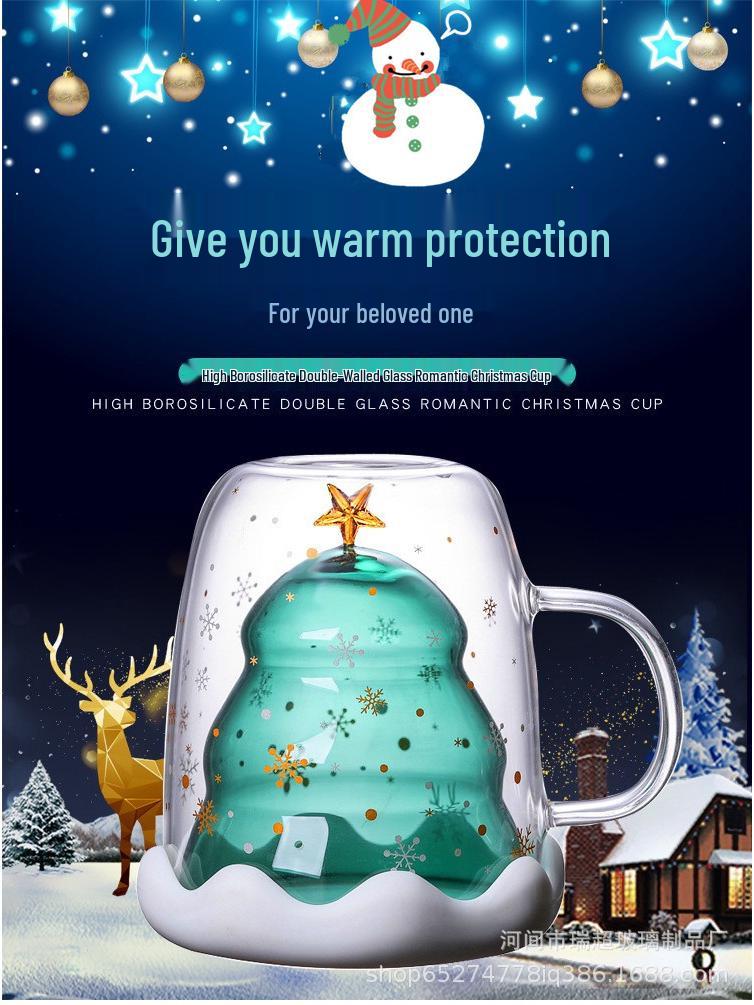 Double-Layer Christmas Wish Cup with Handle – Perfect for Milk, Juice, and More