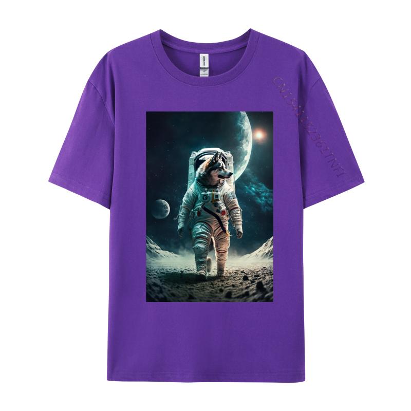 Astronaut Dog Spacesuit In Space Tshirts Pure Cotton Man Tops Shirt Tops Shirt Designer T Shirt Unique