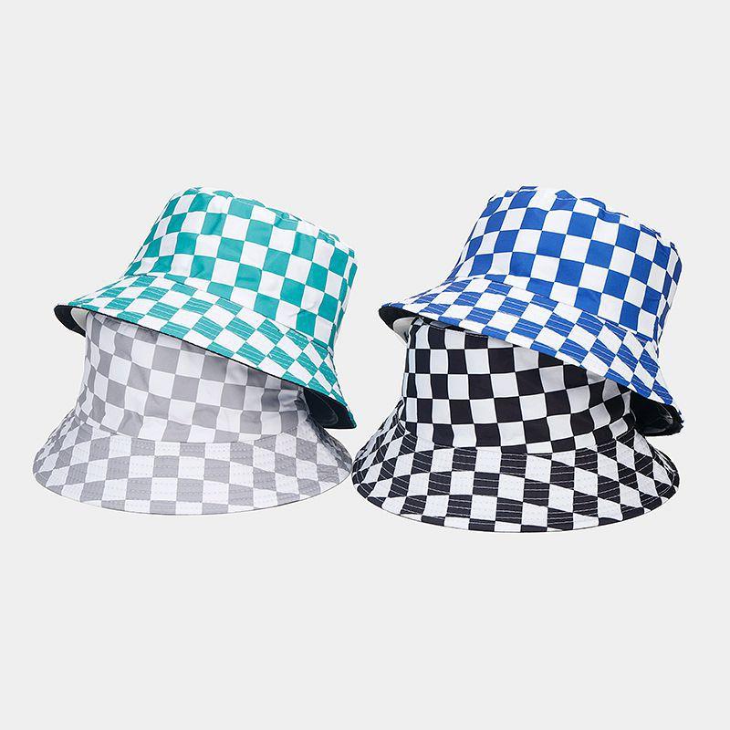 Neue Mode Karierter Bob Hut Fischerhut Damen Herren Wendbar Reise Strand Angeln Kappe Streetwear Hip Hop Hüte