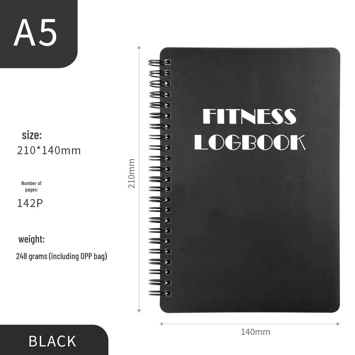 

English Daily Fitness Plan & Exercise Check-in A5 Coil Notebook чёрный