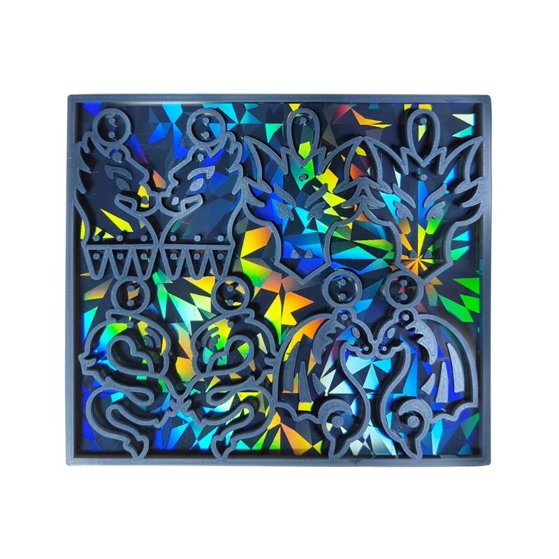 Unique Dragon Mold Holographic Rainbow Light Silicone Mold with Hole Animal Dragon Keychain Pendant Mold Epoxy Casting