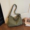 Fashi Lightweight Solid Color Canvas Zipper Shoulder Bags 2026  Sewing Thread Casual Versatile Women's Crossbody Bags