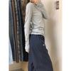 Grey thin sunscreen blouse women's early spring slim-fitting simple and slightly transparent long-sleeved T-shirt with top and bottom shirt