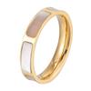 European & American White Mother-of-Pearl Shell Women's Ring - Light Luxury 14K Gold-Plated Titanium Steel
