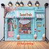 2D Aesthetic Candy Store Backdrop, Cute Pastry Shop Tapestry for Sweet Themed Party