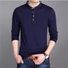 Men's Slim Fit Korean Style Stand-Up Collar Long Sleeve T-Shirt, Solid Color Spring Fashion