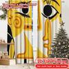 2Pcs, 2D Flat Printing Curtains (Without Rod) Abstract Faces(1) Holiday Printed Curtains Durable Polyester Curtains Decorations