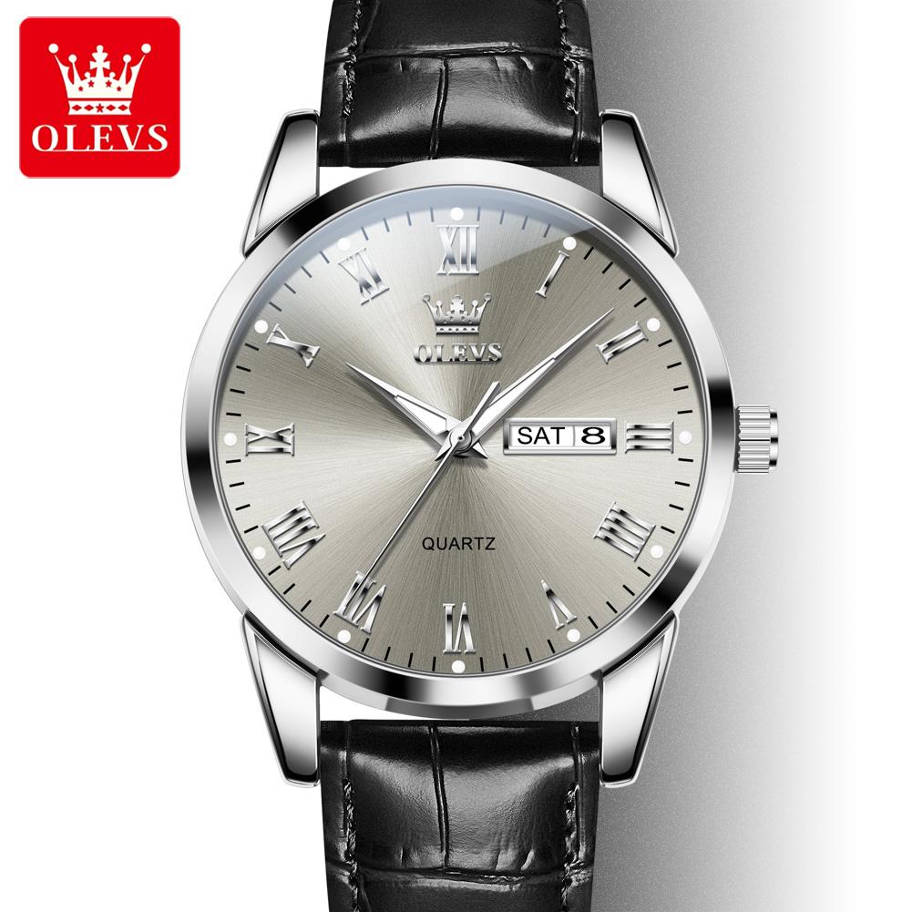 OLEVS 5892   Designer   Men Watch Leather Strap  Luxury  Classic Waterproof  Man Quartz Watch