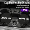 2Pcs Suede Leather Coaster Car Water Cup Anti-slip Pad Mat Auto Interio For Mercedes Benz AMG Smart W205 C300 W203 W206 W108 W12