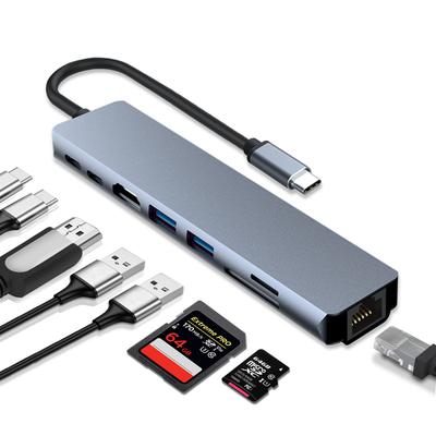 USB C Hub with 4K 100Mbps SD TF Card 100W PD and USB USB for Data Compatible with MacBook iPad Galaxy Surface and Other 8-in-1 HDMI, Ethernet, &