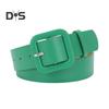 Women Belt Multi Holes Adjustable Length Square Buckle Faux Leather Waistband Jeans Dress Coats Candy Color Belt