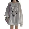 2026 Autumn Korean Style Loose Round Neck Cartoon Print Plus Size Women's Fleece Hoodie