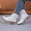 Fashion Western Cowboy Short Boots Women's Embroidered Booties Pointed Toe Large Size Chelsea Fashion Boots Korean Style Winter Rub