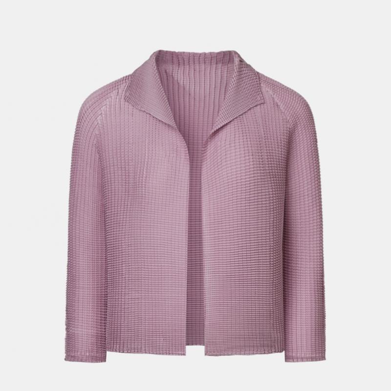 Pleats Me Mesh Open Collar Cardigan Epcdm126008