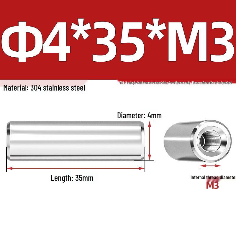 Pin Cilindric din Oțel Inoxidabil 304 cu Filet Interior M4/M6/M8 și Orificiu - Coloană de Suport și Ghidare