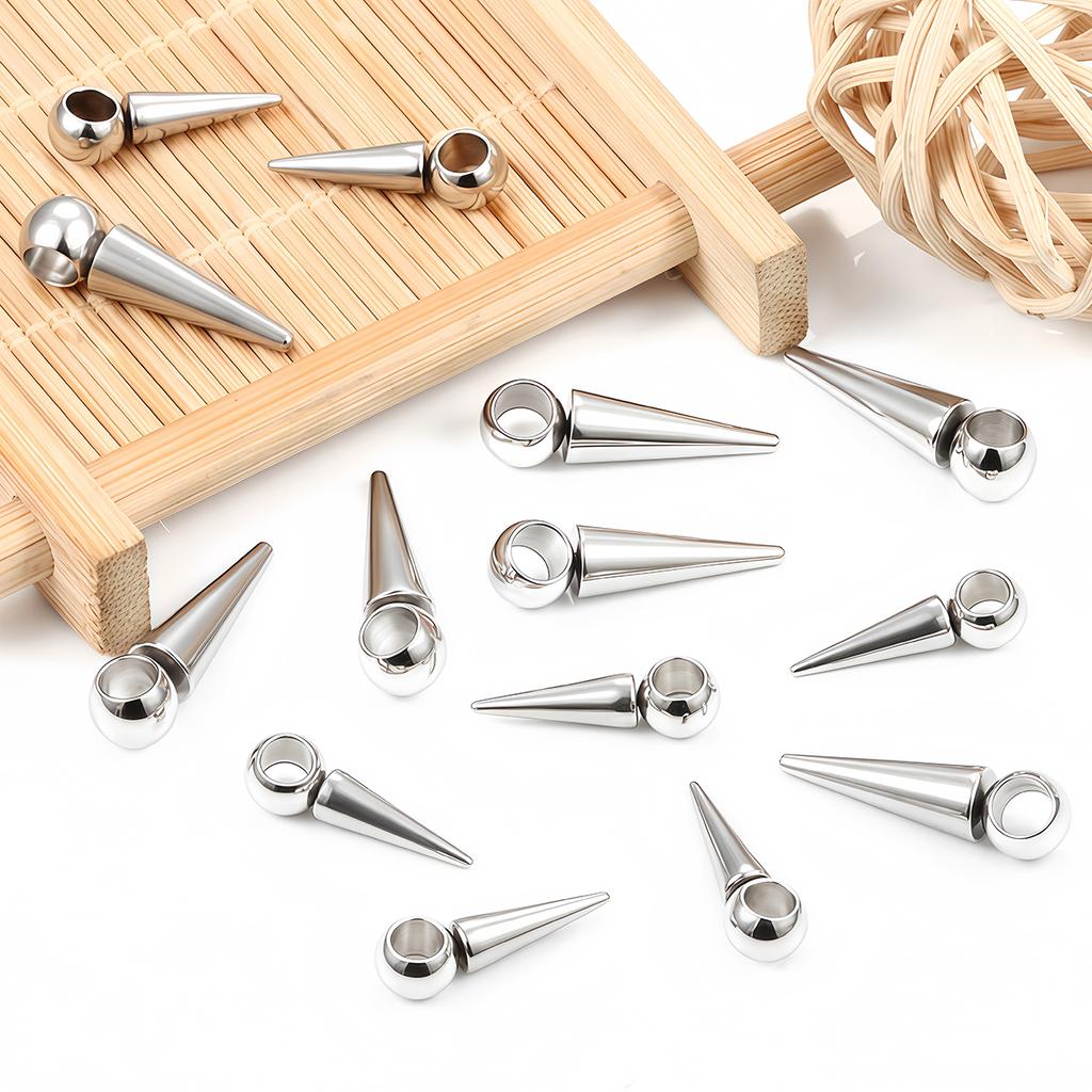 10pcs Retro Cone Charms Pendants Stainless Steel No Fade Bullet Spike Bead Charm for Necklace Earring Jewelry Making Findings
