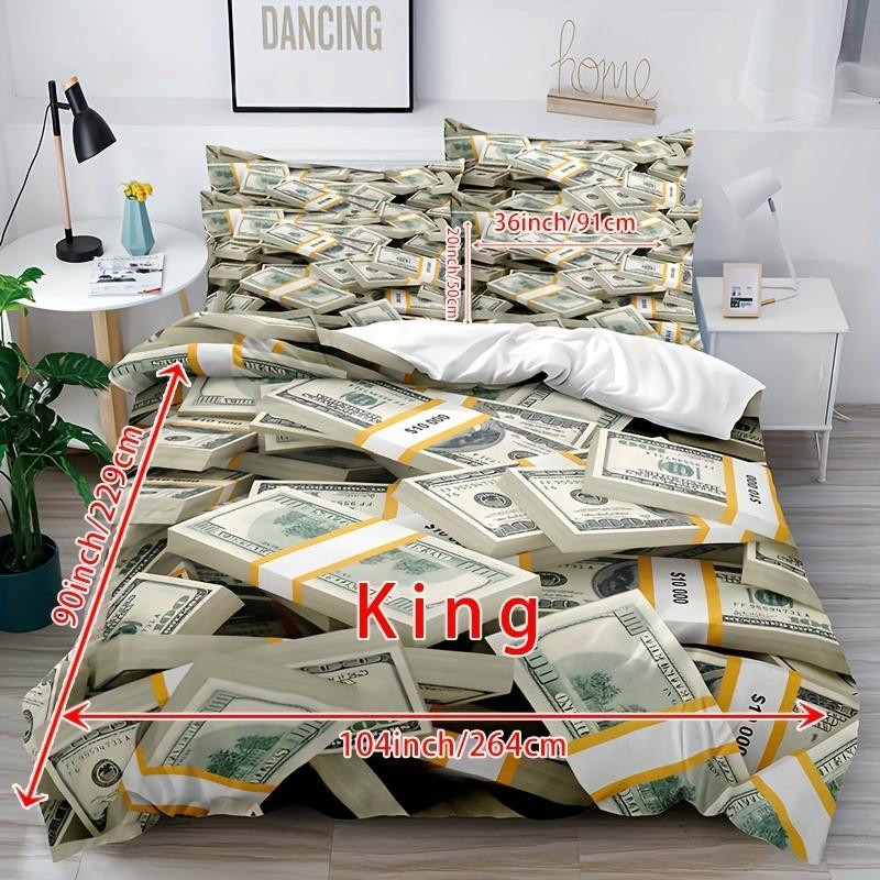 Dollars Printed Red Texture Banknote Bedding Set 3D Printed Duvet Cover With Pillowcase Queen  Full Size Bedclothes Room Decor