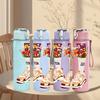 1PC Colorful Patterned Socks Retro Fun Art Print 750ml Color Plastic Sports Water Bottle Leakproof Flip Straw Lid Suitable for Sports Office Home Use