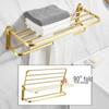 TLXT Brushed Gold Aluminum Bathroom Towel Rack with Storage Shelf
