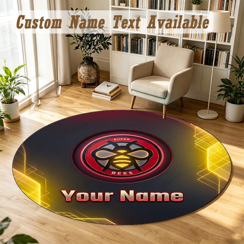 Round Rug Custom NameBrentford Football Pattern Non Slip Carpet Home Floor Decor