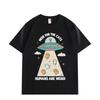 Funny Here for The Cats Humans Are Weird T-shirt Fashion Vintage Short Sleeve T-shirts Men Women Loose Cotton T Shirts