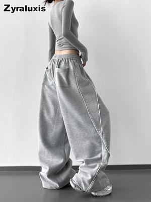 Neueste Retro Casual Hosen für Damen Herbst Locker Weites Bein Sport Jogginghosen
