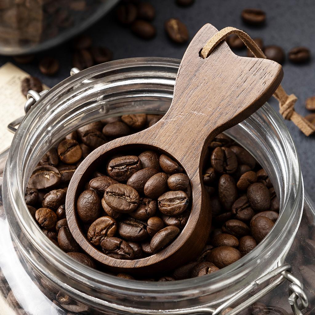1PC Coffee Bean Solid Wood Measuring Spoon Walnut Wood Spoon Coffee Powder Wood Spoon Short Handle Coffee Spoon