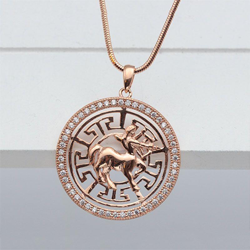 Purple Gold-Plated Rose Gold 18K Leo Pendant Twelve Constellations Classic
