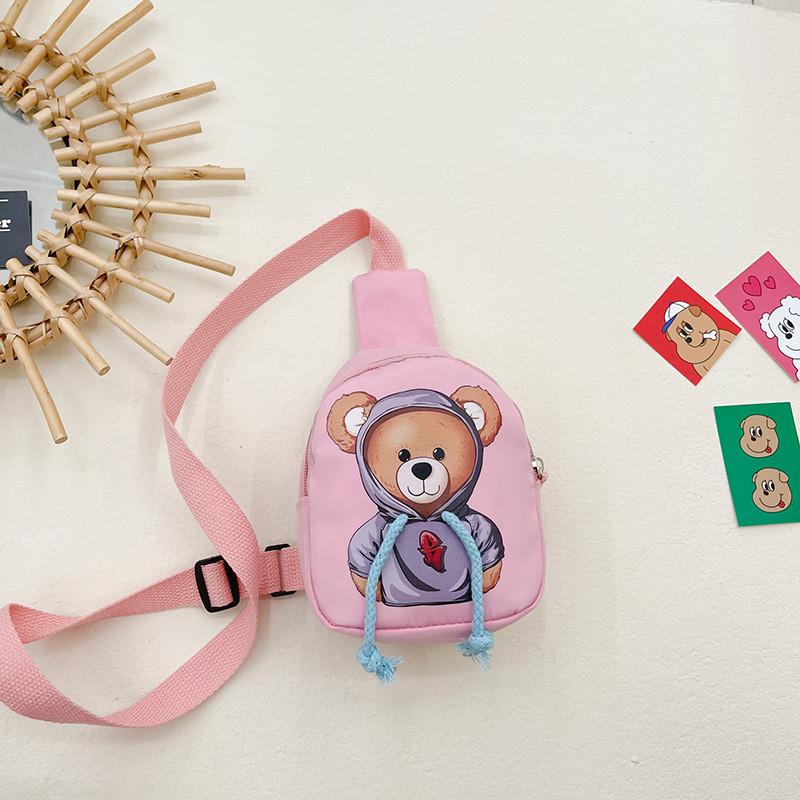 

Adorable Korean Style Children s Crossbody Bag Cute Bear Design Lightweight Canvas розовый