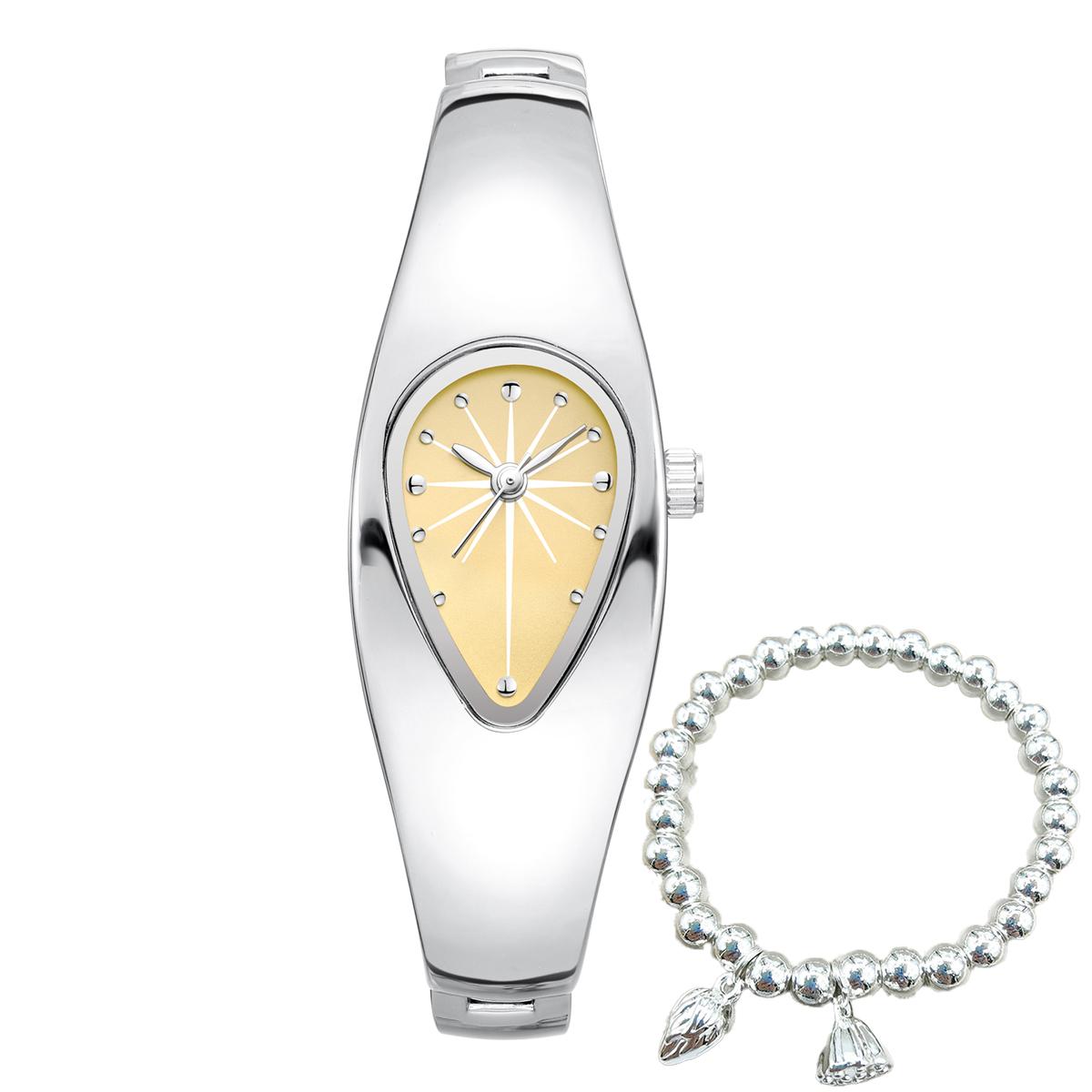 

Millennium style shaped y2k water drop watch retro trend niche female personality medieval bracelet watch lotus silver bracelet