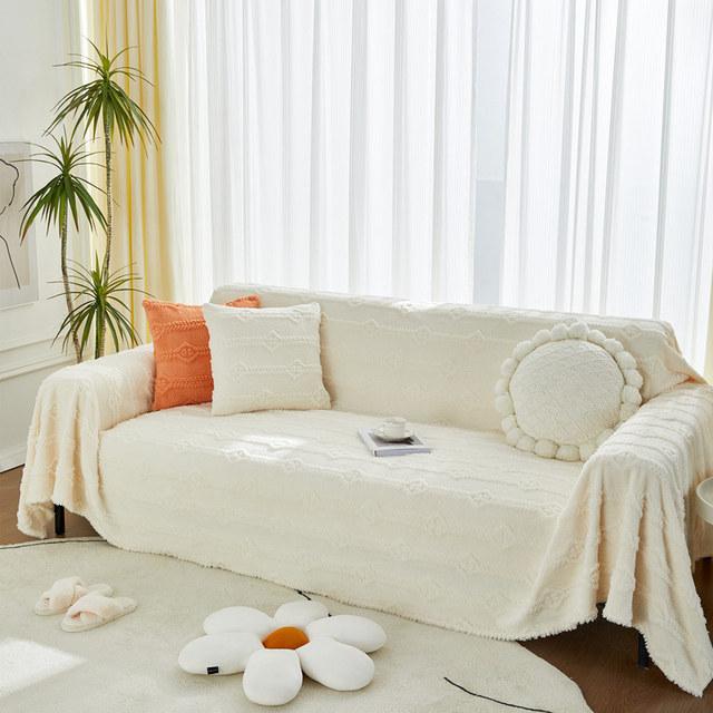 Moderner Sofabezug aus Jacquard-Samt, Decke, 2- und 3-Sitzer, Plüsch, warm, für Sessel, Couch, Möbel, Schonbezug, Sofatuch für Kinder und Hunde, Orange