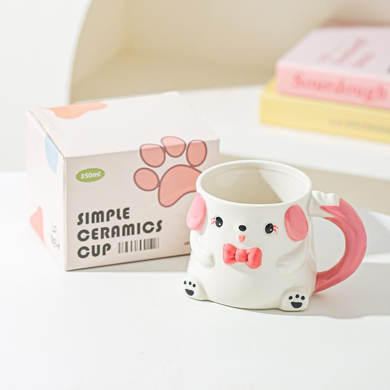 Cute Cartoon Puppy Ceramic Cup Mug Milk Cup High Temperature Resistance Household Cup Water Cup Couple Cup Gift for Girls