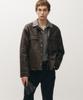 Noirer Leather Padded Shirt Jacket (Brown)