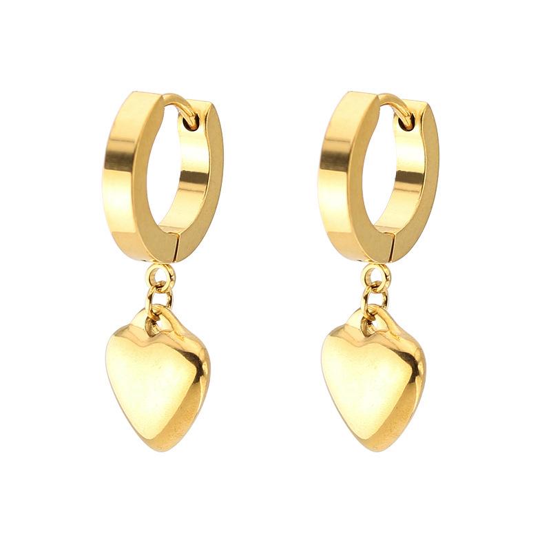 Versatile Women's Stainless Steel Heart Earrings - Japan & South Korea Inspired