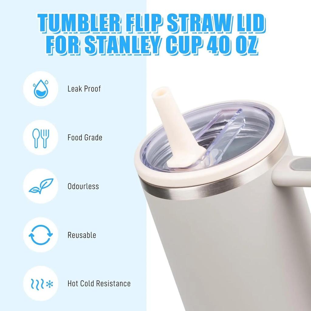 40oz Replacement Tumblers Color Lid Thickened Silicone Strap Straw No Leakage Children Adult Water Bottle Stanley Cup Accessorie