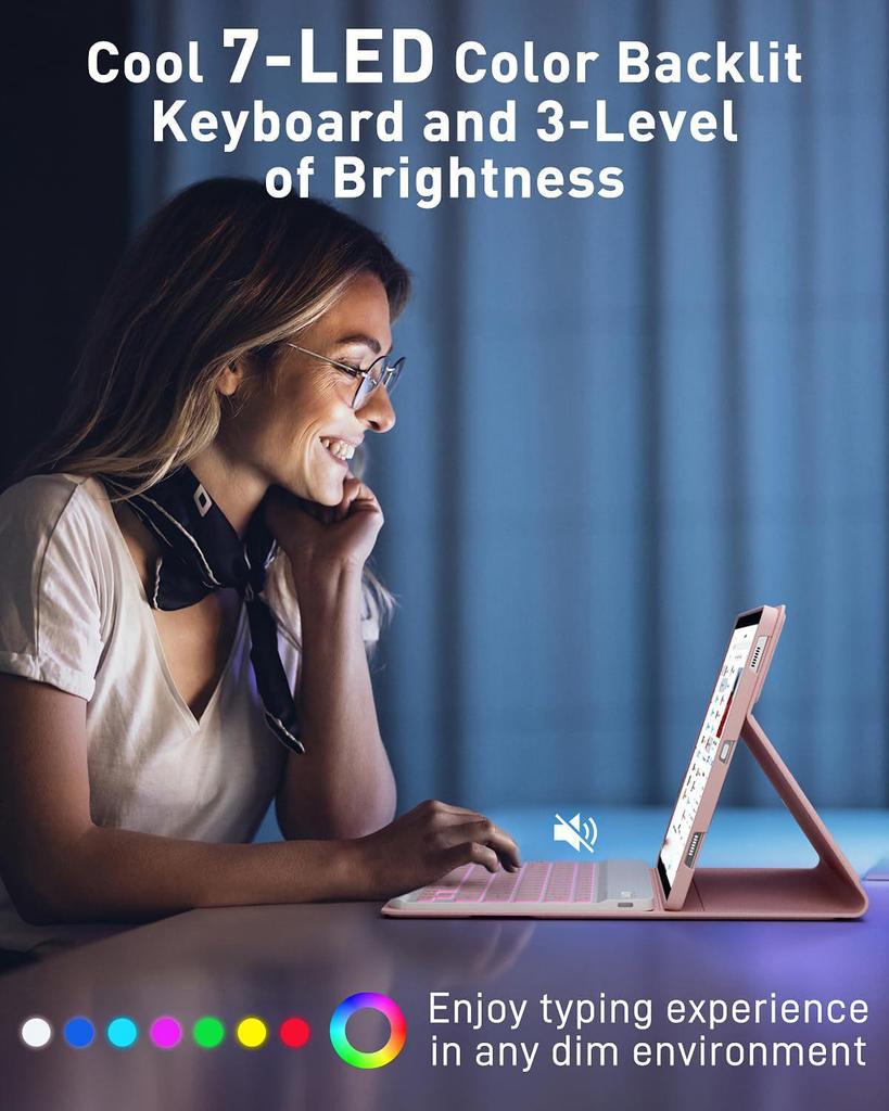 Colorful Backlit Bluetooth Keyboard Case with Apple Pencil Slot for 8.3 Inch iPad Mini 7/6