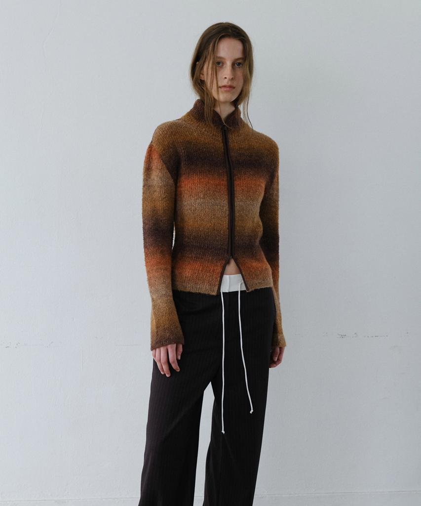 EN OR Gradation Zip-Up Knit - Orange