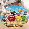 M&M's Custom Name Round Area Rug,Carpet Rug for Living Room Bedroom Sofa Playroom Decor,Non-slip Floor Mat