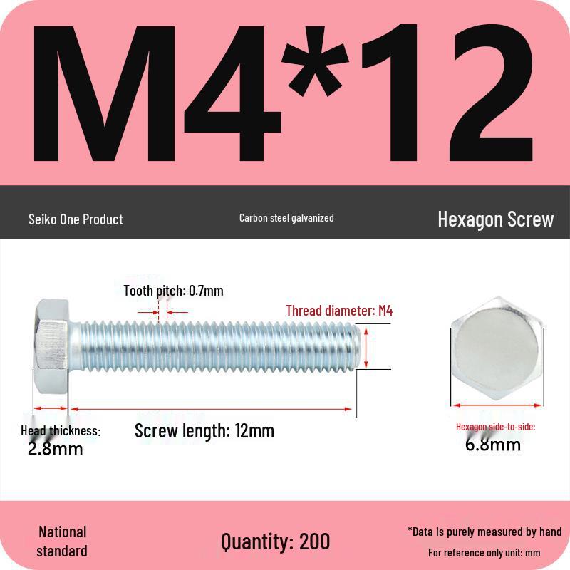 8.8 Grade Hot-Dip Galvanized Hex Bolt Nail M4-M30
