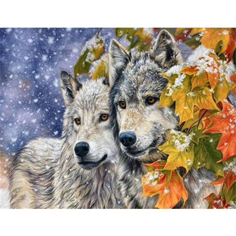 5D bricolaj pictură cu diamant Cross Ctitch kituri lup zăpadă broderie cu diamant animal rotund complet mozaic decor acasă cadou lucrat manual