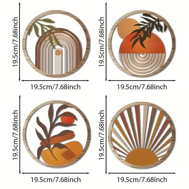 Wall Decor Set With Wooden Craft Pieces For Rustic Home Interior