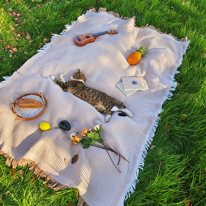 Outdoor picnic mat linen tablecloth camping blanket atmosphere tablecloth picnic mat outing car trunk mat