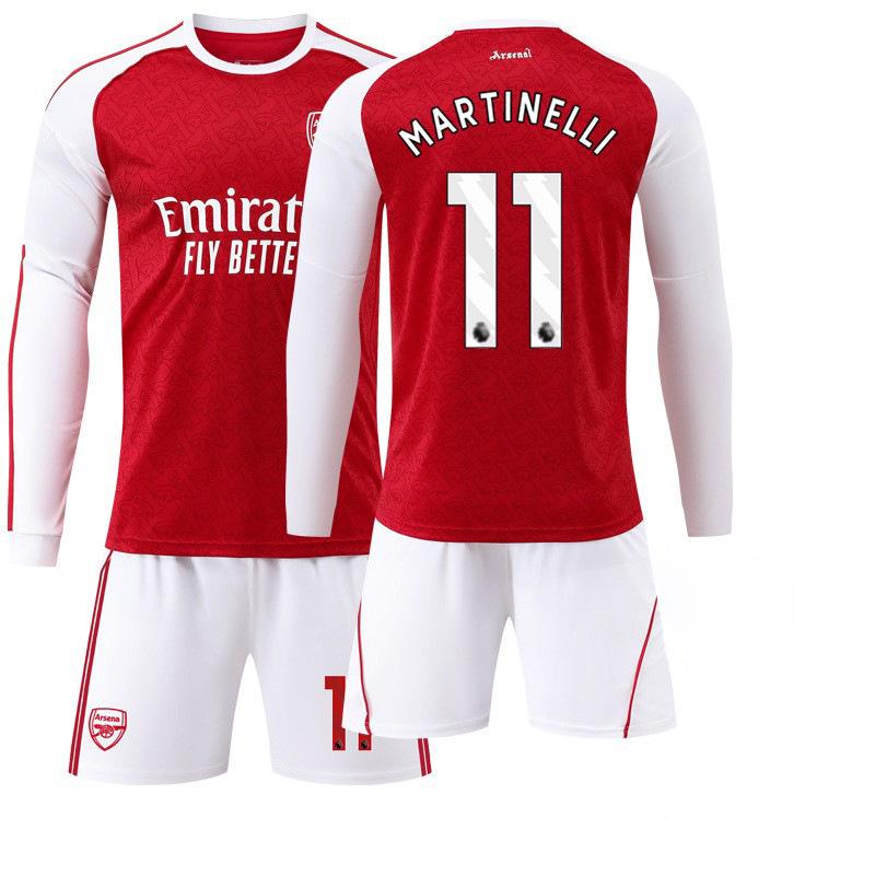 Sada domácích dresů Arsenalu: Fotbalový dres s dlouhým rukávem 7 Saka, 8 Ødegaard, 11 Martinelli