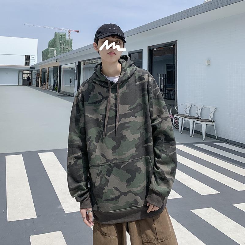 2020 Retro Harajuku Camouflage Sweatshirt: Men's Loose Korean Style Versatile Jacket