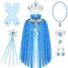 Frozen, Children's Girl, Wallet, Crown Magic Wand, Necklace, Gloves, Set, Elsa Princess Sparkling Cloak